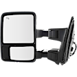 Driver Side Towing Mirror, Power Adjust, Heated, Manual Folding, Textured Black, In-housing Signal Light, Without Memory Recall, No Puddle Light, No Auto-Dimming, With Blind Spot Glass