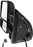 Driver Side Towing Mirror, Power Adjust, Heated, Manual Folding, Textured Black, In-housing Signal Light, Without Memory Recall, No Puddle Light, No Auto-Dimming, With Blind Spot Glass