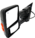 Driver Side Towing Mirror, Power Adjust, Heated, Manual Folding, Textured Black, In-housing Signal Light, Without Memory Recall, No Puddle Light, No Auto-Dimming, With Blind Spot Glass