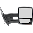 2007-2012 Ford F-150 - Passenger Side Towing Mirror, Power Adjust, Heated, Manual Folding, Textured Black, In-housing Signal Light, No Memory, With Puddle Light, No Auto-Dimming, No Blind Spot Feature
