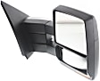2007-2012 Ford F-150 - Passenger Side Towing Mirror, Power Adjust, Heated, Manual Folding, Textured Black, In-housing Signal Light, No Memory, With Puddle Light, No Auto-Dimming, No Blind Spot Feature