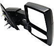 2007-2012 Ford F-150 - Passenger Side Towing Mirror, Power Adjust, Heated, Manual Folding, Textured Black, In-housing Signal Light, No Memory, With Puddle Light, No Auto-Dimming, No Blind Spot Feature
