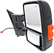 Passenger Side Towing Mirror, Power Adjust, Heated, Manual Folding, Textured Black, In-housing Signal Light, No Memory, No Puddle Light, No Auto-Dim, With Blind Spot Glass