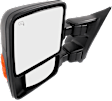 Driver Side Towing Mirror, Power Adjust, Heated, Power Folding, Textured Black, In-housing Signal Light, With Memory, No Puddle Light, No Auto-Dim, With Blind Spot Glass