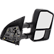 Driver and Passenger Side Towing Mirror, Power Adjust, Heated, Manual Folding, Textured Black, In-housing Signal Light, No Memory, No Puddle Light, No Auto-Dim, No Blind Spot Feature