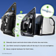 2017 Ford F-350 Super Duty - Driver Side Towing Mirror, Upper - Power Adjust, Lower - Manual Adjust, Heated, Textured Black, Manual Folding, In-housing Signal Light, No Blind Spot Feature, No Memory, No Puddle Light, No Auto-Dimming