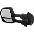 2017 Ford F-350 Super Duty - Driver Side Towing Mirror, Upper - Power Adjust, Lower - Manual Adjust, Heated, Textured Black, Manual Folding, In-housing Signal Light, No Blind Spot Feature, No Memory, No Puddle Light, No Auto-Dimming