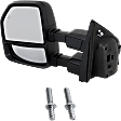 Driver Side Towing Mirror, Upper - Power Adjust, Lower - Manual Adjust, Heated, Manual Folding, Textured Black, In-housing Signal Light, No Memory, No Puddle Light, No Auto-Dim