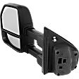 Driver Side Towing Mirror, Upper - Power Adjust, Lower - Manual Adjust, Heated, Manual Folding, Textured Black, In-housing Signal Light, No Memory, No Puddle Light, No Auto-Dim
