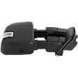 Passenger Side Towing Mirror, Upper - Power Adjust, Lower - Manual Adjust, Heated, Manual Folding, Textured Black, In-housing Signal Light, No Memory, No Puddle Light, No Auto-Dim