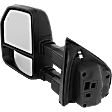 2017-2022 Ford F-550 Super Duty - Driver Side Towing Mirror, Upper - Power Adjust, Lower - Manual Adjust, Heated, Manual Folding, Textured Black, In-housing Signal Light, Without Memory Recall, No Puddle Light, No Auto-Dimming