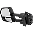2017-2022 Ford F-550 Super Duty - Driver Side Towing Mirror, Upper - Power Adjust, Lower - Manual Adjust, Heated, Manual Folding, Textured Black, In-housing Signal Light, Without Memory Recall, No Puddle Light, No Auto-Dimming