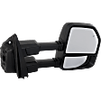Passenger Side Towing Mirror, Upper - Power Adjust, Lower - Manual Adjust, Heated, Power Folding, Paintable, In-housing Signal Light, With Memory, With Puddle Light, No Auto-Dim