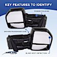 2020 Ford F-150 - Passenger Side Towing Mirror, Upper - Power Adjust, Lower - Manual Adjust, Heated, Textured Black, Manual Folding, In-housing Signal Light, No Blind Spot Feature, No Memory, With Puddle Light, No Auto-Dimming