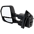 Driver Side Towing Mirror, Power Adjust, Heated, Manual Folding, Textured Black, No Signal Light, No Memory, No Puddle Light, No Auto-Dim, With Blind Spot Detection in Glass