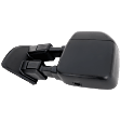 Driver Side Towing Mirror, Power Adjust, Heated, Manual Folding, Textured Black, No Signal Light, No Memory, No Puddle Light, No Auto-Dim, With Blind Spot Detection in Glass