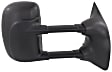 Passenger Side Towing Mirror, Power Adjust, Non-Heated, Manual Folding, Textured Black, No Signal Light, No Memory, No Puddle Light, No Auto-Dim, With Blind Spot Glass