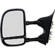 2007 Ford F-250 Super Duty XLT - Driver Side Towing Mirror, Manual Adjust, Non-Heated, Textured Black, Manual Folding, No Signal Light, With Blind Spot Glass, No Memory, No Puddle Light, No Auto-Dimming, Crew Cab Pickup