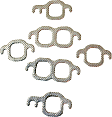 MS9275B Exhaust Manifold Gasket - Compressed fiber laminate, Direct Fit, Set of 6