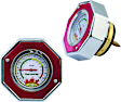1967 Ford Country Sedan - Radiator Cap, OEM Replacement With Built-In Thermometer, 16 PSI, Hexagon, 16 psi, Blue, Plastic, Set of 2