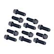 917 Header Bolts -3/8-16 x 1 Inch Hex Head - Black Oxide, Set of 12