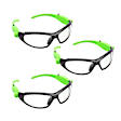 26017PK3 Black and Green LED Safety Glasses (3 Pack)