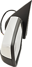 Driver Side Mirror, Power Adjust, Heated, Power Folding, With 1 Chrome and 1 Paintable Cap, In-glass Signal Light, With Memory, With Puddle Light, No Auto-Dimming, No Blind Spot Feature