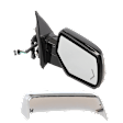 Passenger Side Mirror, Power Adjust, Power Folding, Heated, With 1 Chrome and 1 Paintable Cap, In-glass Signal Light, With memory, With Puddle Light, No Auto-Dimming, No Blind Spot Feature
