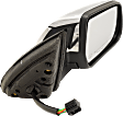 Passenger Side Mirror, Power Adjust, Heated, Manual Folding, Chrome, No Signal Light, With Memory, No Puddle Light, No Auto-Dim, With Blind Spot Detection in Glass