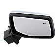 Passenger Side Mirror, Power Adjust, Manual Folding, Heated, Chrome, In-Housing Signal Light, No Memory, No Puddle Light, No Auto-Dimming, With Blind Spot Detection in Glass