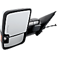 Driver Side Towing Mirror, Power Adjust, Heated, Manual Folding, Chrome, In-glass Signal Light, No Memory, No Puddle Light, No Auto-Dim, No Blind Spot Feature