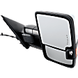 Passenger Side Towing Mirror, Power Adjust, Heated, Manual Folding, Chrome, In-glass Signal Light, No Memory, No Puddle Light, No Auto-Dim, No Blind Spot Feature