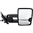 Passenger Side Towing Mirror, Power Adjust, Heated, Manual Folding, Chrome, In-glass Signal Light, No Memory, No Puddle Light, No Auto-Dim, No Blind Spot Feature