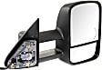 Passenger Side Towing Mirror, Power Adjust, Heated, Manual Folding, Textured Black, In-glass Signal Light, No Memory, No Puddle Light, No Auto-Dim, With Blind Spot Glass