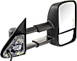 Passenger Side Towing Mirror, Power Adjust, Heated, Manual Folding, Textured Black, In-glass Signal Light, No Memory, No Puddle Light, No Auto-Dim, With Blind Spot Glass