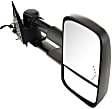 Passenger Side Towing Mirror, Power Adjust, Heated, Manual Folding, Textured Black, In-glass Signal Light, No Memory, No Puddle Light, No Auto-Dim, With Blind Spot Glass