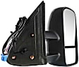 Passenger Side Towing Mirror, Power Adjust, Heated, Manual Folding, Textured Black, No Signal Light, No Memory, No Puddle Light, No Auto-Dim, With Blind Spot Glass