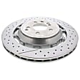 222-423-20-12 Rear, Driver or Passenger Side Brake Disc, Cross-drilled and Slotted, 5 Lugs, 360 mm, Genuine Mercedes Benz