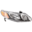 2006-2008 Honda Civic - Passenger Side Halogen Headlight, without Bulb, Clear Lens, Sedan