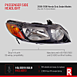 2006-2008 Honda Civic - Passenger Side Halogen Headlight, without Bulb, Clear Lens, Sedan
