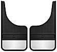 55001 Front, Driver and Passenger Side Mud Flaps, Black Center/Polished Weight, Rubber and Stainless Steel, MudDog Series