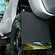 56886 Front and Rear, Driver and Passenger Side Mud Flaps, Black, Plastic, Custom Fit Series