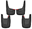 58146 Front and Rear, Driver and Passenger Side Mud Flaps, Black, Plastic, Custom Fit Series