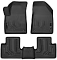 2016 Jeep Cherokee - Front and Second Row Molded Floor Liner, Sport Utility, Front Liners Attach To Factory Mat Retaining Hooks, Black, Made of Thermoplastic, Weatherbeater Series