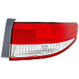 Passenger Side, Outer Tail Light, without Bulb, Halogen, Clear and Red Lens