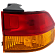 Passenger Side, Outer Tail Light, with Bulb, Halogen, Amber and Red Lens