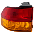 Driver Side, Outer Tail Light, with Bulb, Halogen, Amber and Red Lens