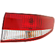 Passenger Side, Outer Tail Light, with Bulb, Halogen, Clear and Red Lens, Sedan