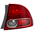 Passenger Side, Outer Tail Light, without Bulb, Halogen, Clear and Red Lens, Sedan