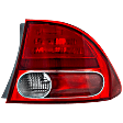 Passenger Side, Outer Tail Light, without Bulb, Halogen, Clear and Red Lens, Sedan